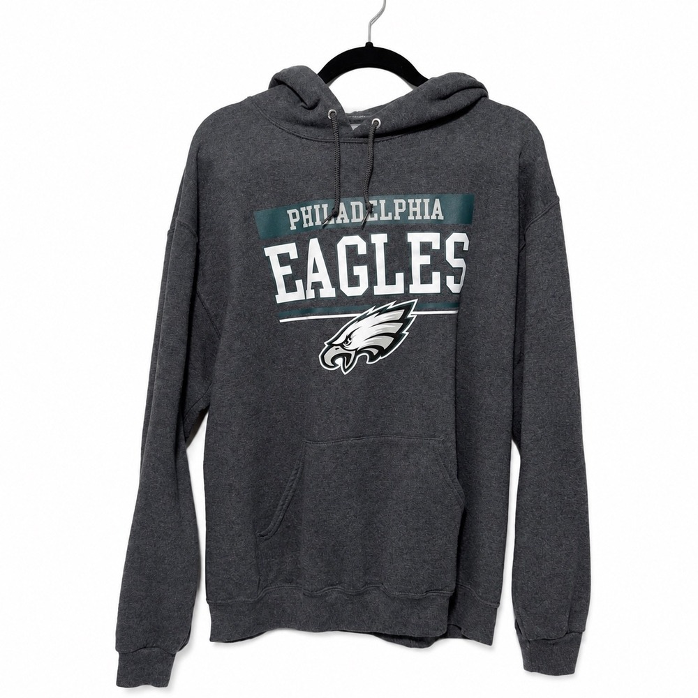 NFL Philadelphia Eagles Hoodie Mens Large Charcoal Gray Pullover Sweatshirt
